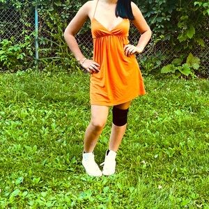 Orange sun dress with open back